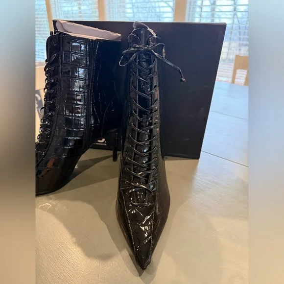 New I. N. C. International Concepts Croc Bootie Hariet Lace Up Black size 12 - Picture 4 of 9